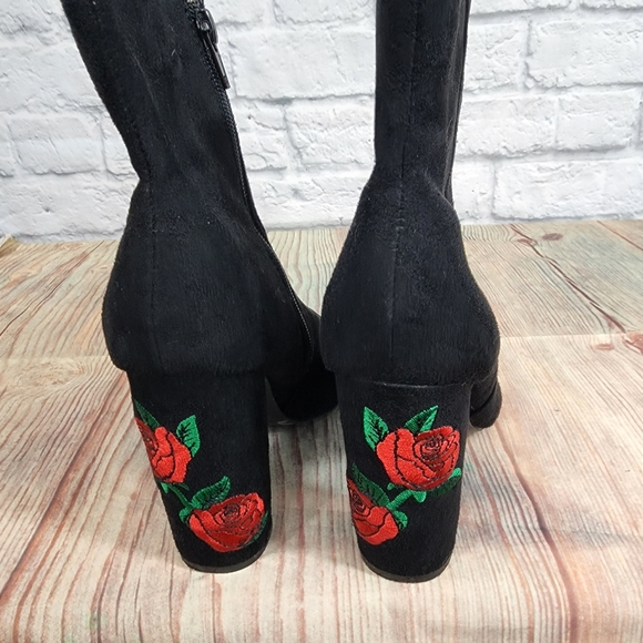 Rue21 ETC Rose Heel Embroidered Open Toe Bootie - Picture 3 of 6